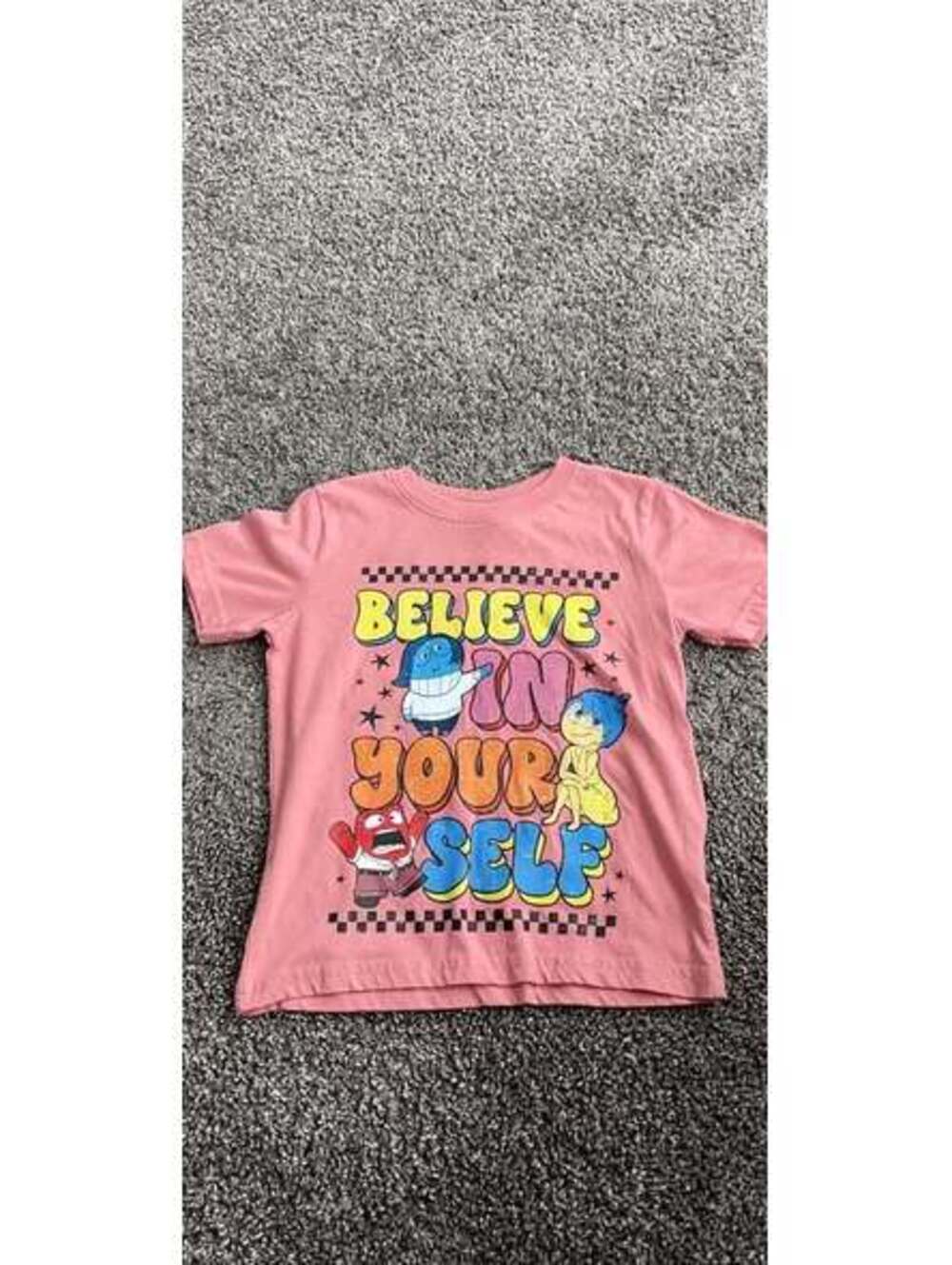 Rabbit Skins Pink Kids T-Shirt Size 4 with Believe In Yourself Print